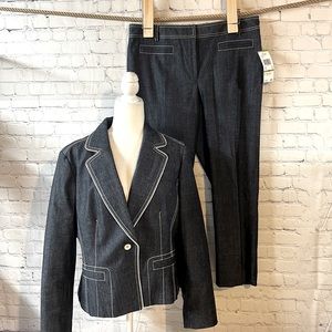 Size 14 Kasper Sportswear jacket and slack set. Light denim with white t…
